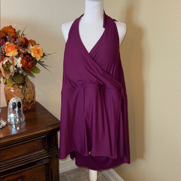 NWT J. Crew Halter wrap swim dress in Iris purple Plus Sz 24 - Picture 3 of 5